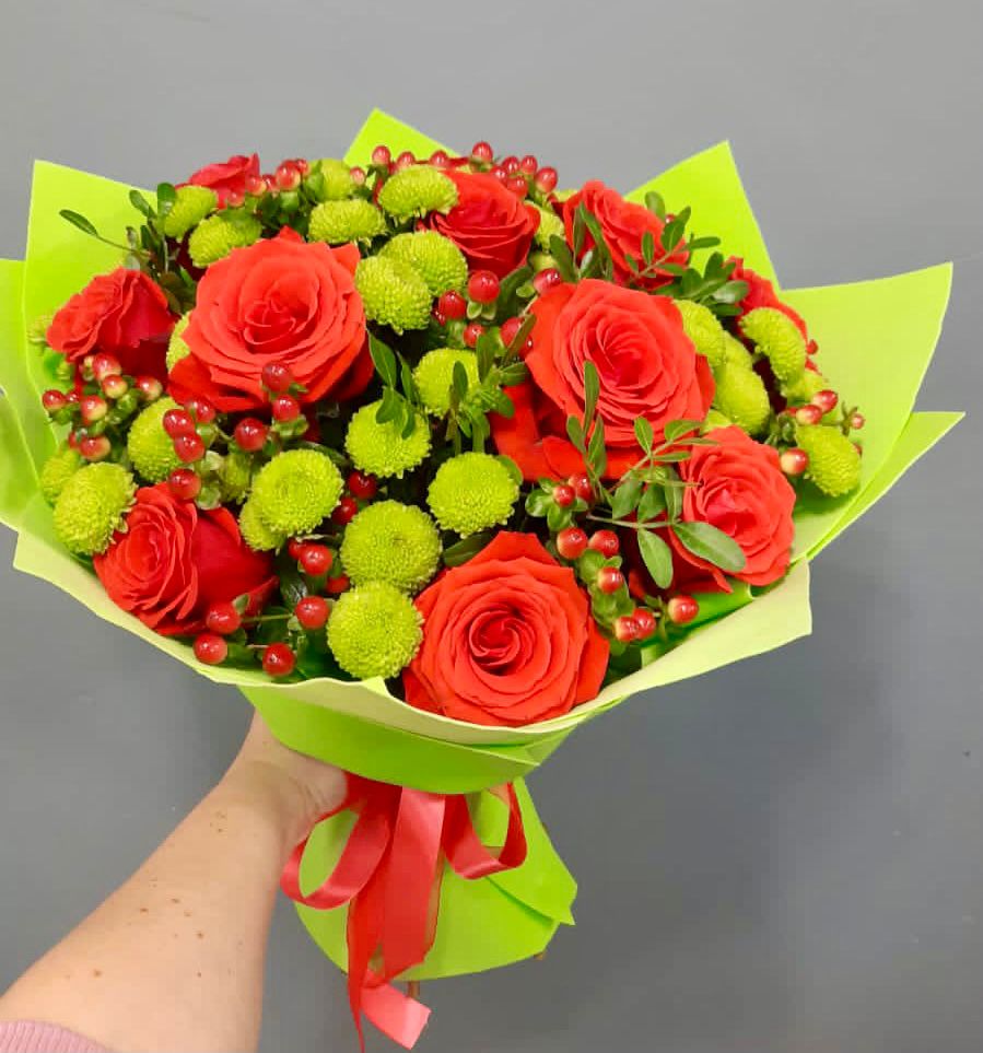 Букет цветов из: Хризантемы и Розы в Красная Горка Республика Башкортостан