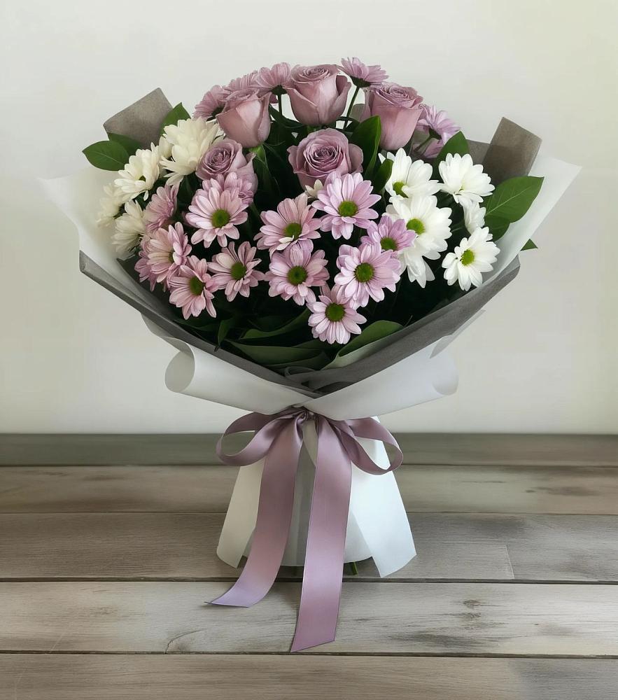 Букет цветов из: Хризантемы и Розы в Красная Горка Республика Башкортостан