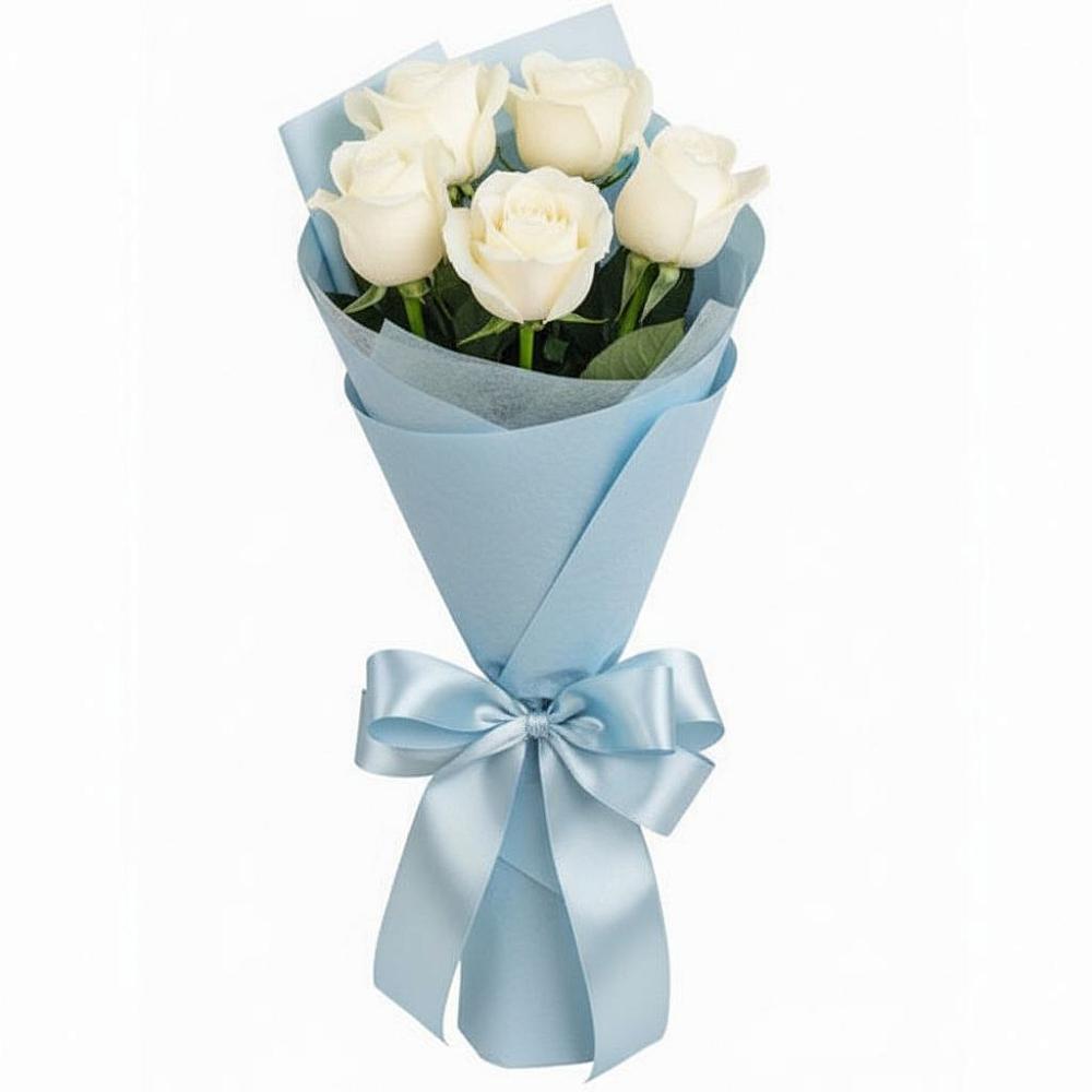 Букет 5 Белых роз Проуд в Красная Горка Республика Башкортостан