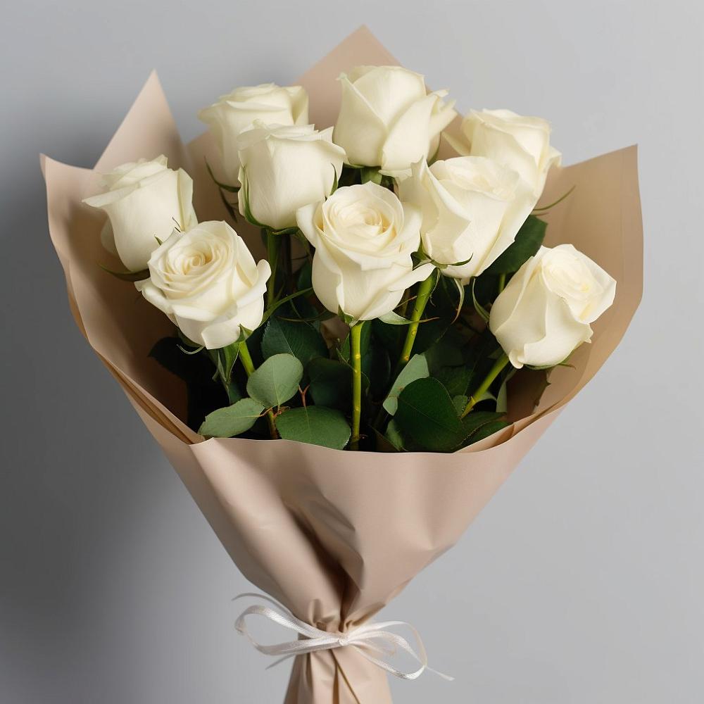 Букет 9 Белых роз Эдлесс Лав в Красная Горка Республика Башкортостан