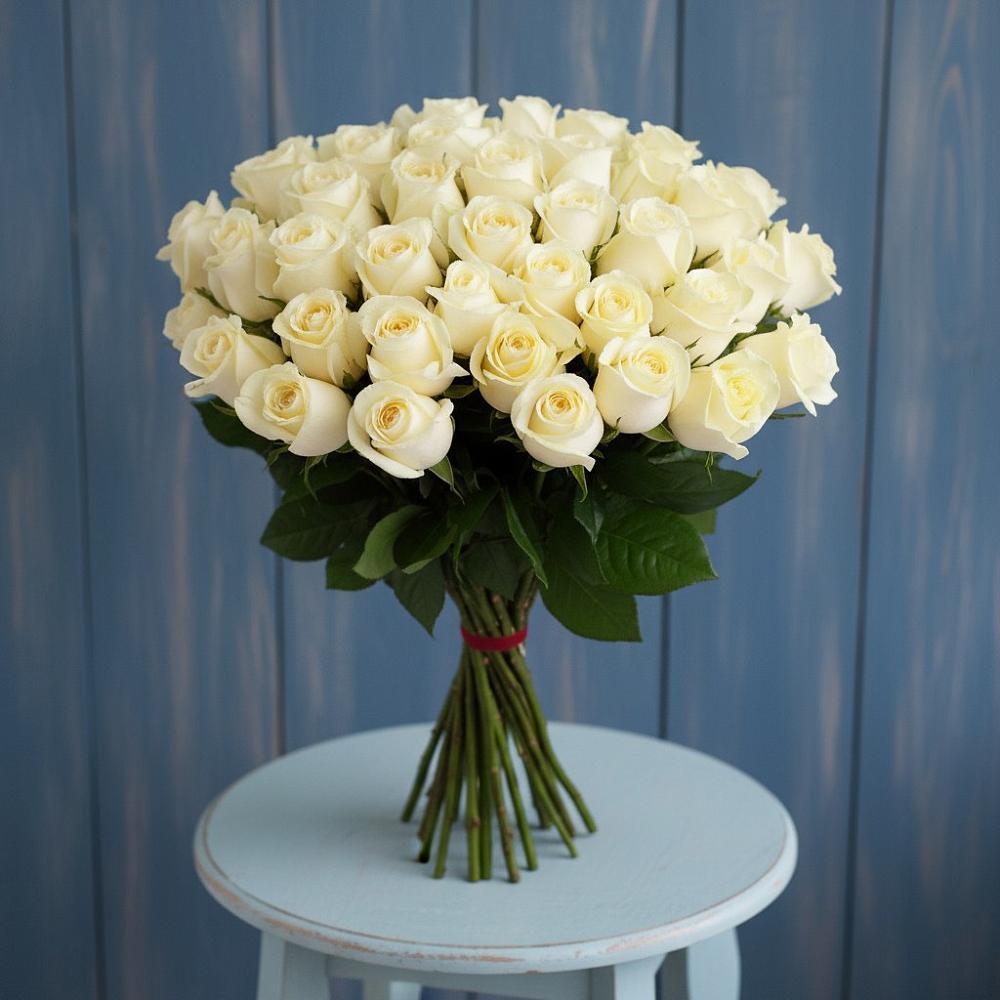 Букет 51 Белая роза Эдлесс Лав в Красная Горка Республика Башкортостан