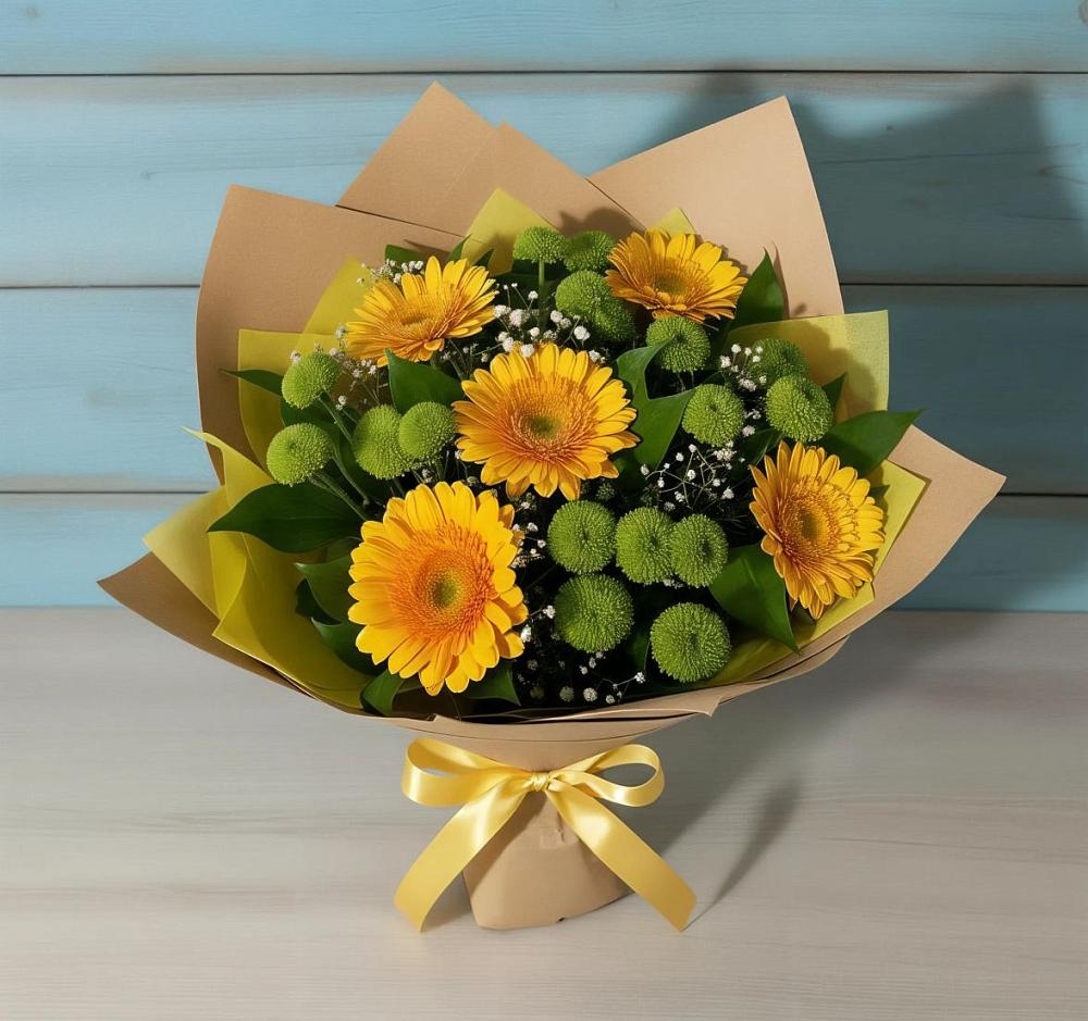 Букет цветов из: Герберы и Хризантемы в Красная Горка Республика Башкортостан