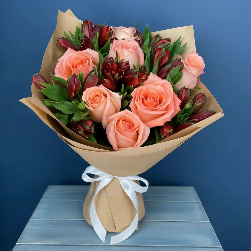 Букет цветов из: Розы и Альстромерии в Красная Горка Республика Башкортостан