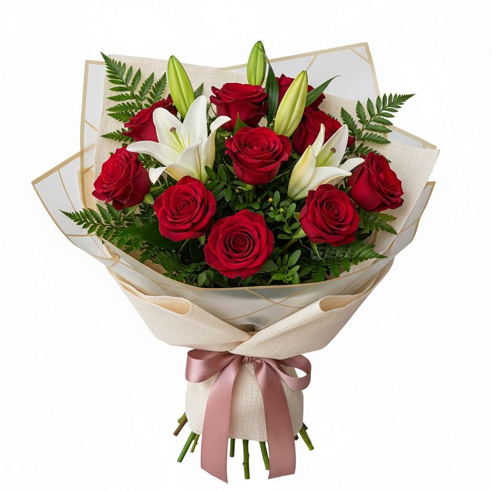 Букет цветов из: Лилии и Розы в Красная Горка Республика Башкортостан