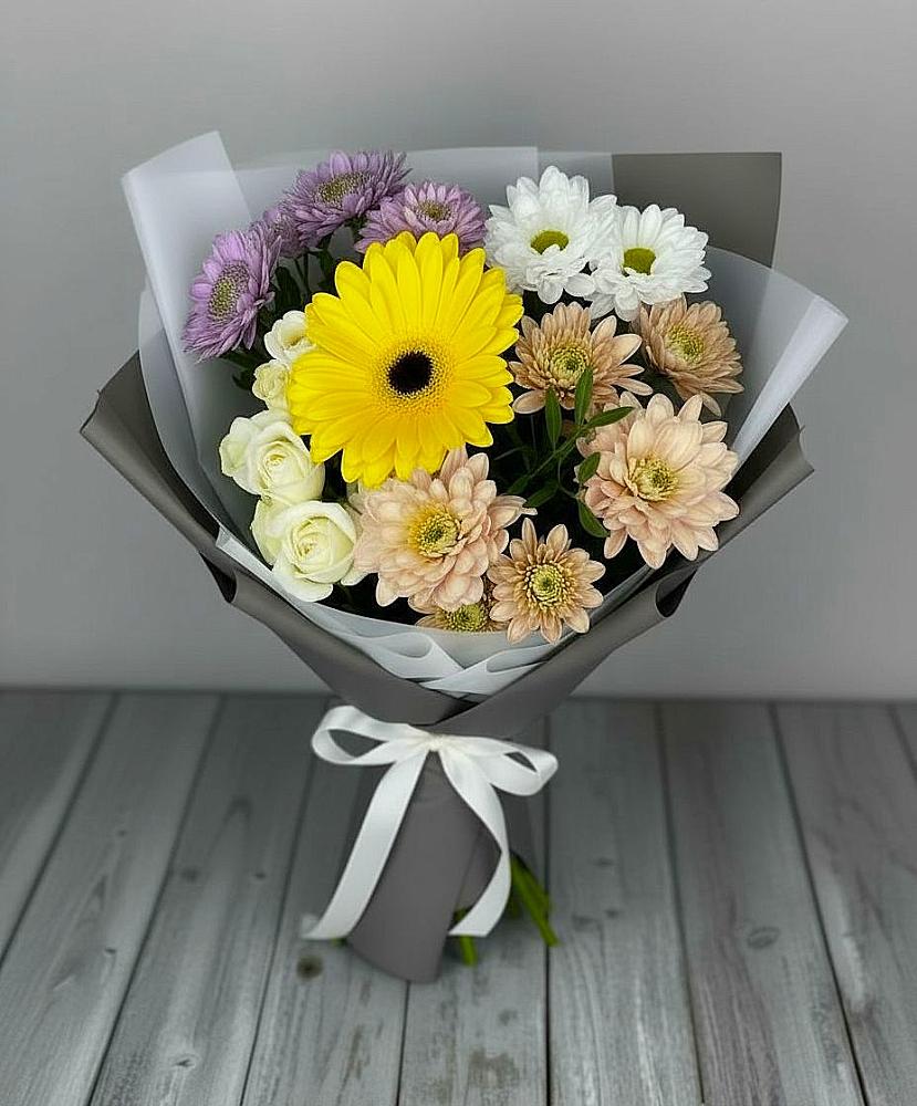Букет цветов из: Розы, Герберы и Хризантемы в Красная Горка Республика Башкортостан