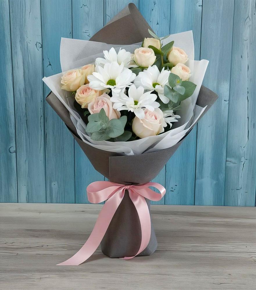 Букет цветов из: Хризантемы и Розы в Красная Горка Республика Башкортостан