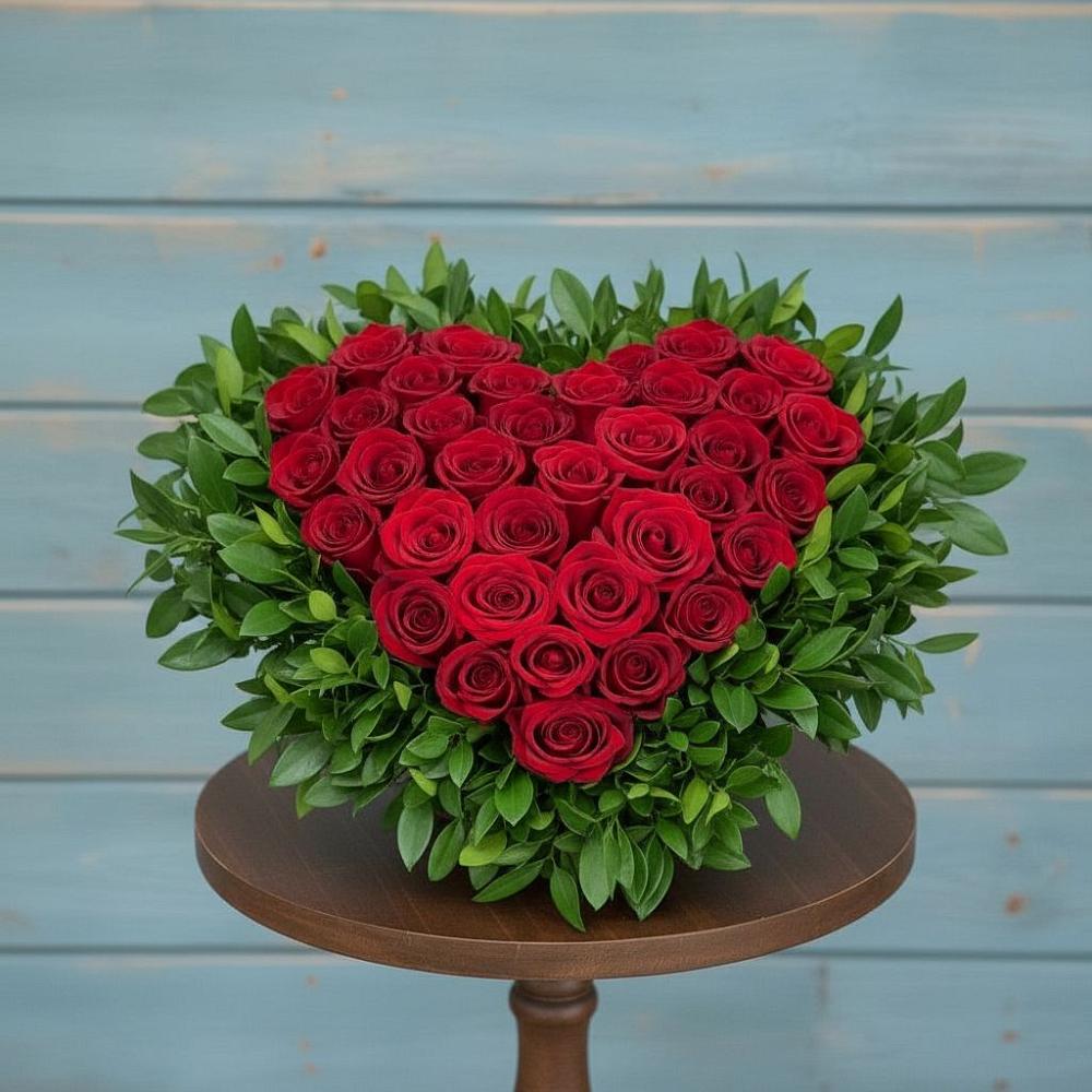 Цветочная композиция из Розы в виде сердца в Красная Горка Республика Башкортостан