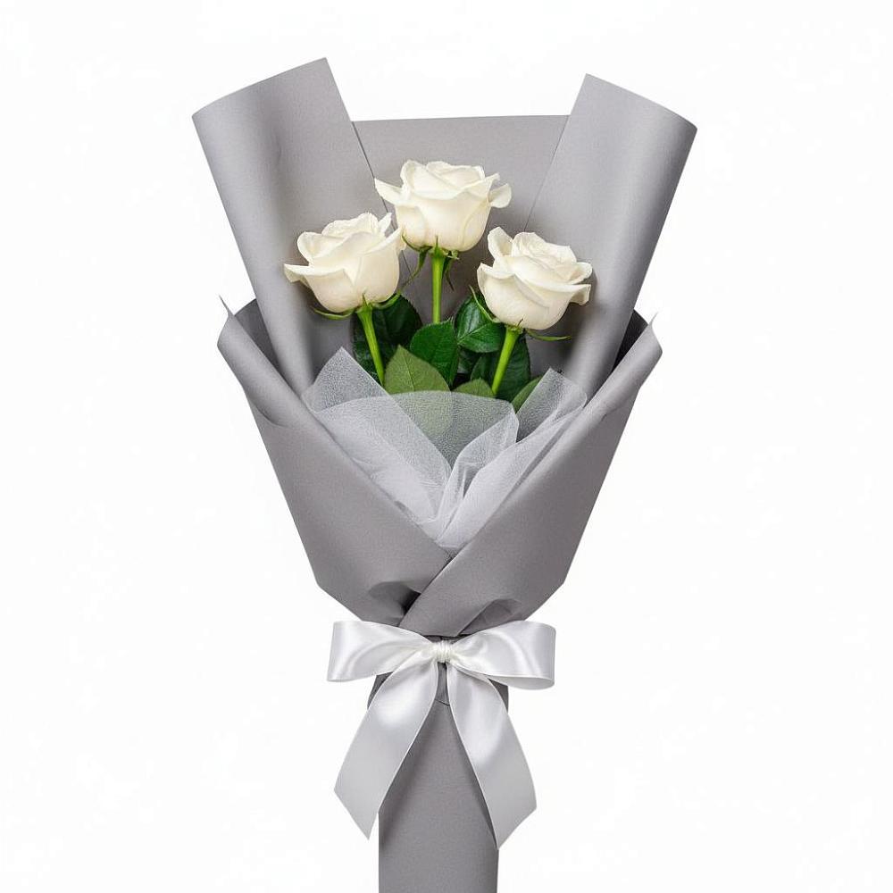 Букет 3 белые розы в Красная Горка Республика Башкортостан