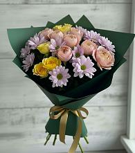 Букет цветов из:  Хризантемы и Розы в Красная Горка Республика Башкортостан