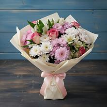 Букет цветов из:  Хризантемы, Альстромерии и Розы в Красная Горка Республика Башкортостан