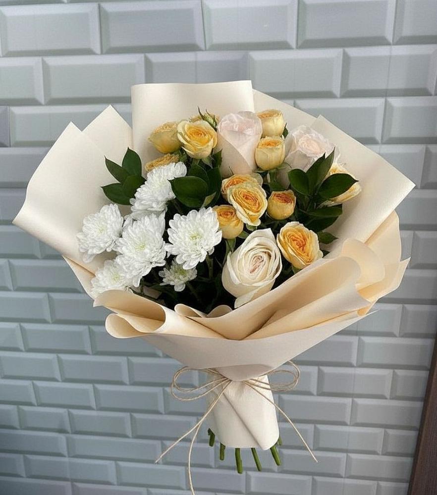 Букет цветов из: Розы и Хризантемы в Красная Горка Республика Башкортостан