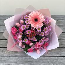 Букет цветов из:  Розы, Герберы и Хризантемы в Красная Горка Республика Башкортостан