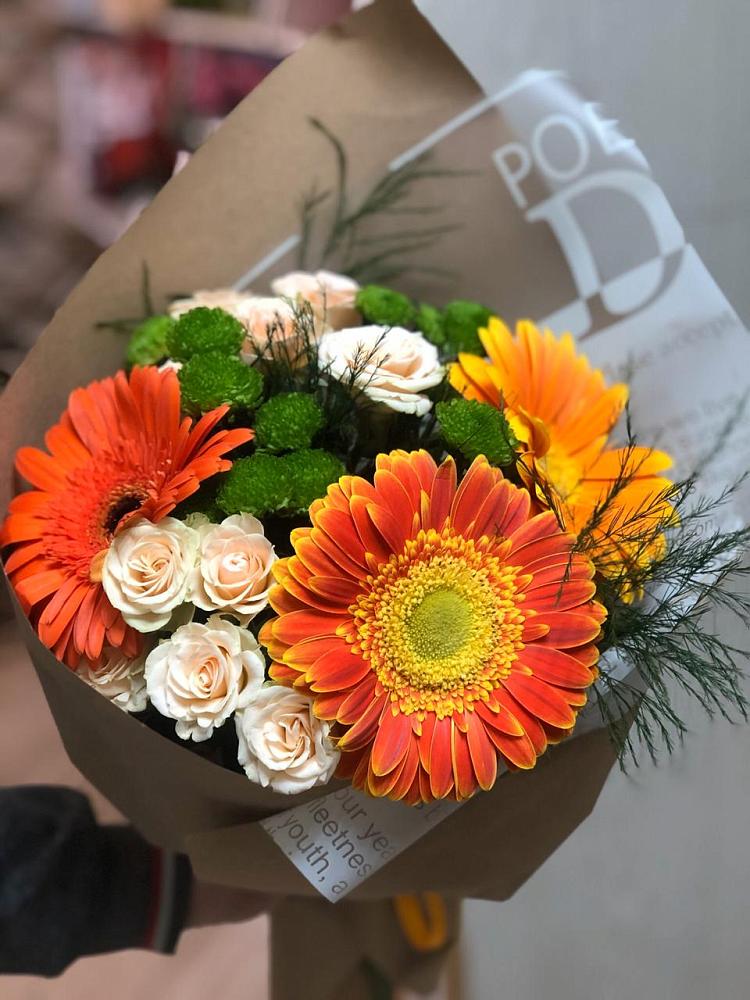 Букет цветов из: Герберы, Хризантемы и Розы в Красная Горка Республика Башкортостан