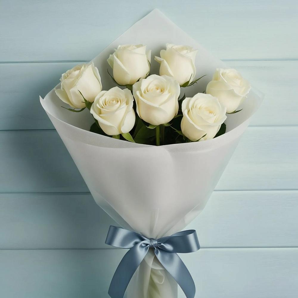 Букет 7 Белых роз Эдлесс Лав в Красная Горка Республика Башкортостан